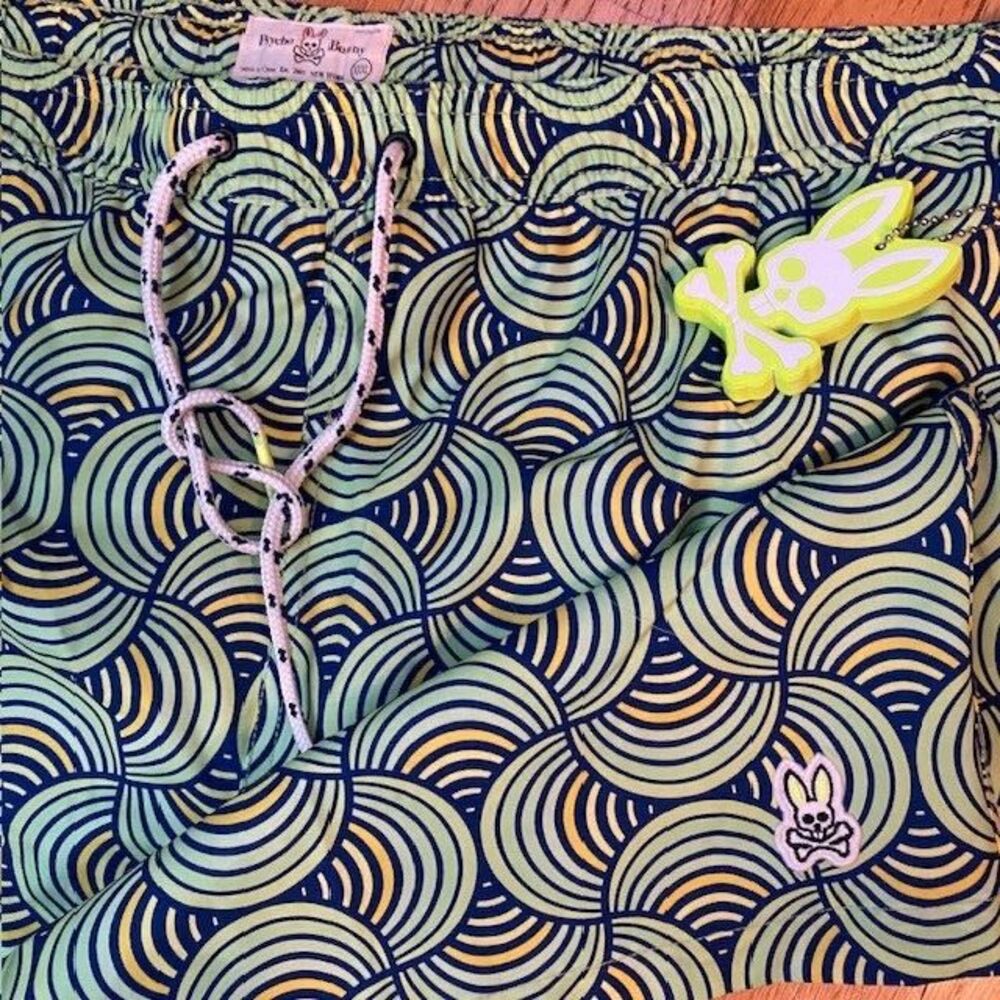 New Psycho Bunny Men's 3xl Lime Green Corton Patterned Swim Trunks MSRP $87.50 - Picture 6 of 6